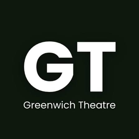 White 'GT' letters with the words 'Greenwich Theatre' underneath on a solid black background.